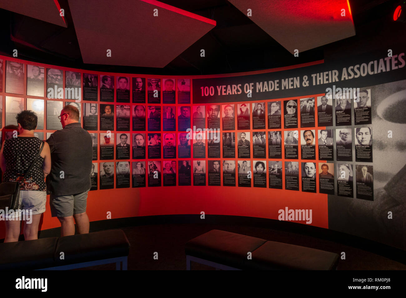 Rogues gallery of the Made Men & their associates, The Mob Museum, Las Vegas (City of Las Vegas), Nevada, United States. Stock Photo