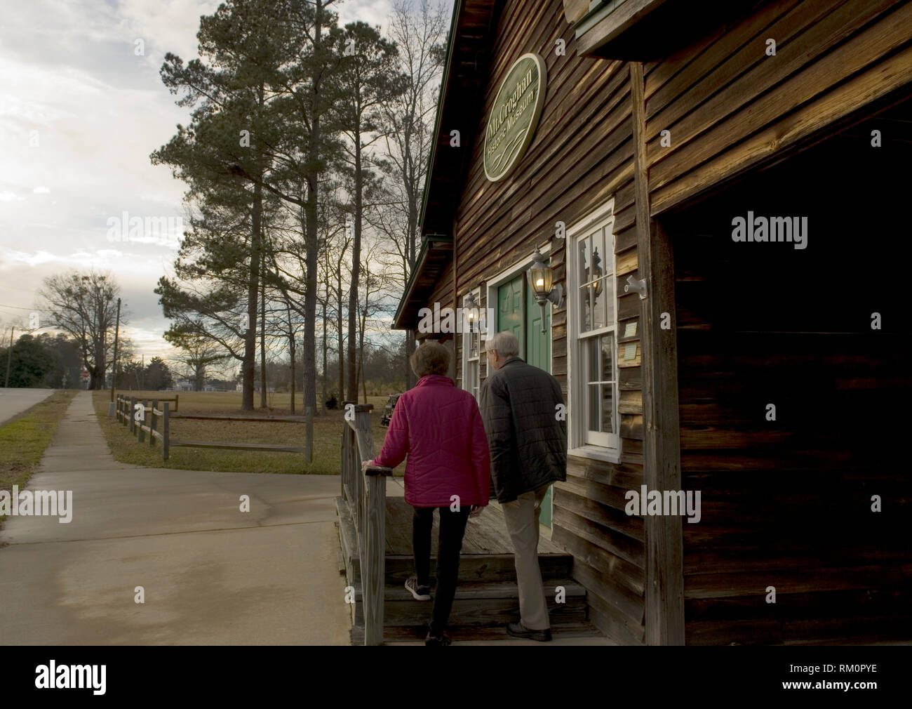 Senior couple visits the Mt Croghan Historic Museum, South Carolina USA