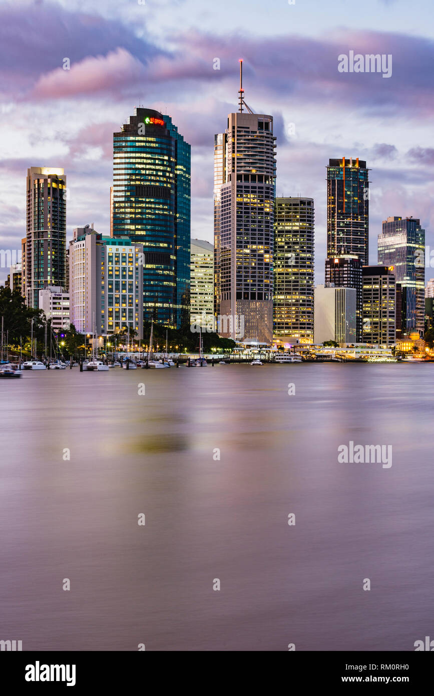 The beautiful evening skyline of Brisbane. Stock Photo