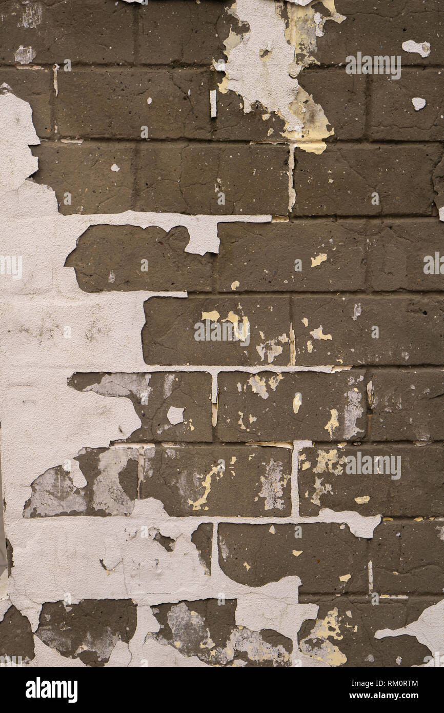 Background of old vintage dirty brick wall with peeling plaster ...