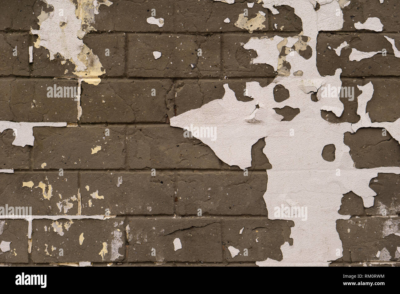 Background of old vintage dirty brick wall with peeling plaster ...