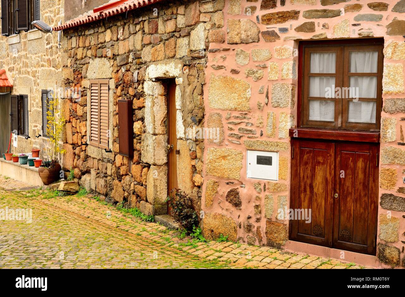 Walls and door within city walls of IdanhaaVelha, Castelo Branco