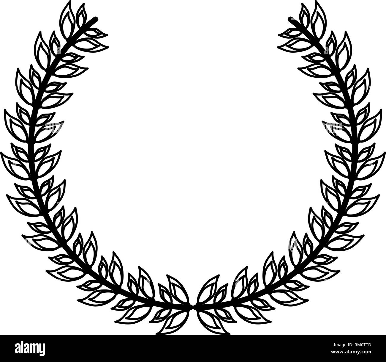 Wreath laurel decoration emblem black and white Stock Vector Image ...