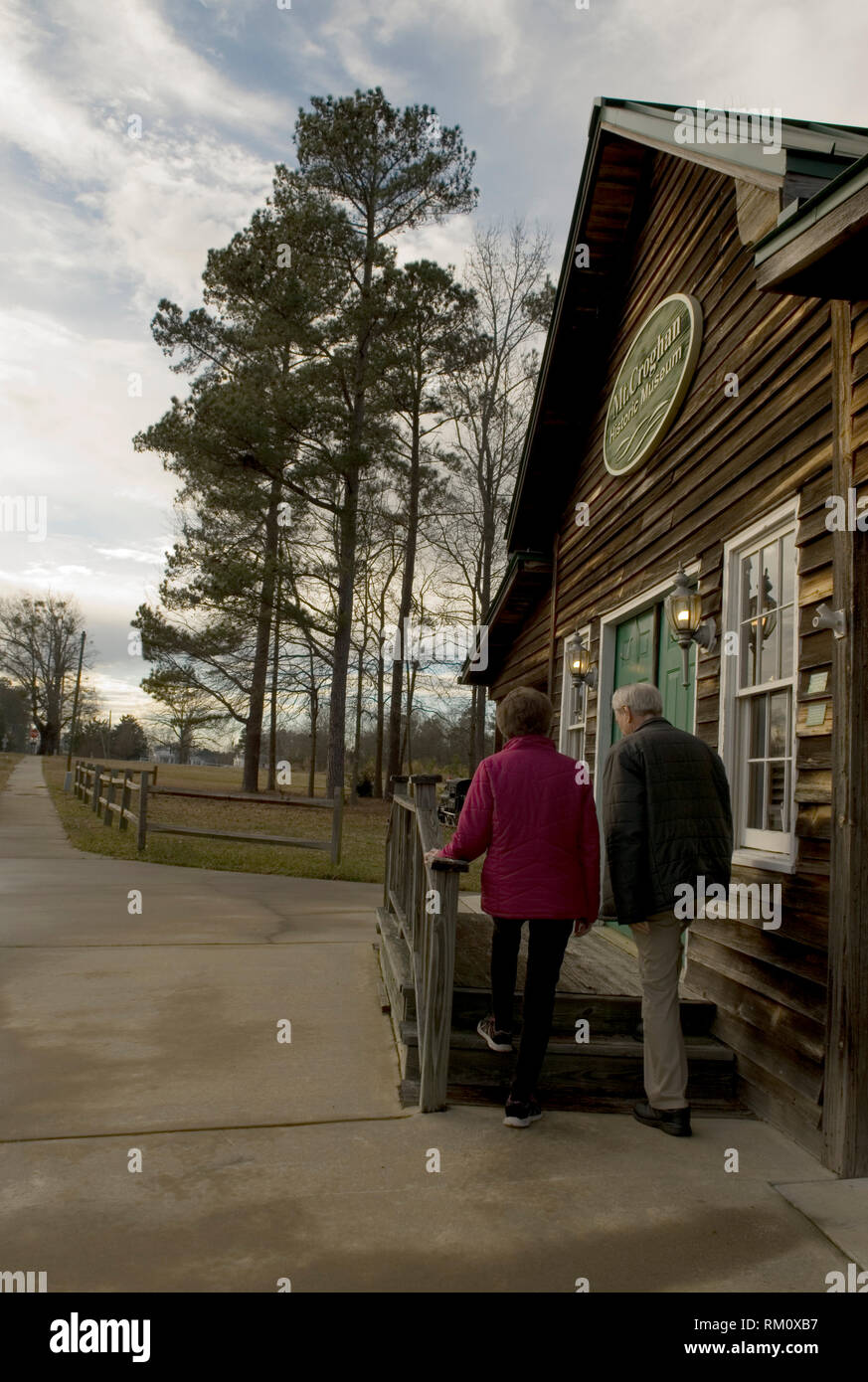 Senior couple visits the Mt Croghan Historic Museum, South Carolina USA