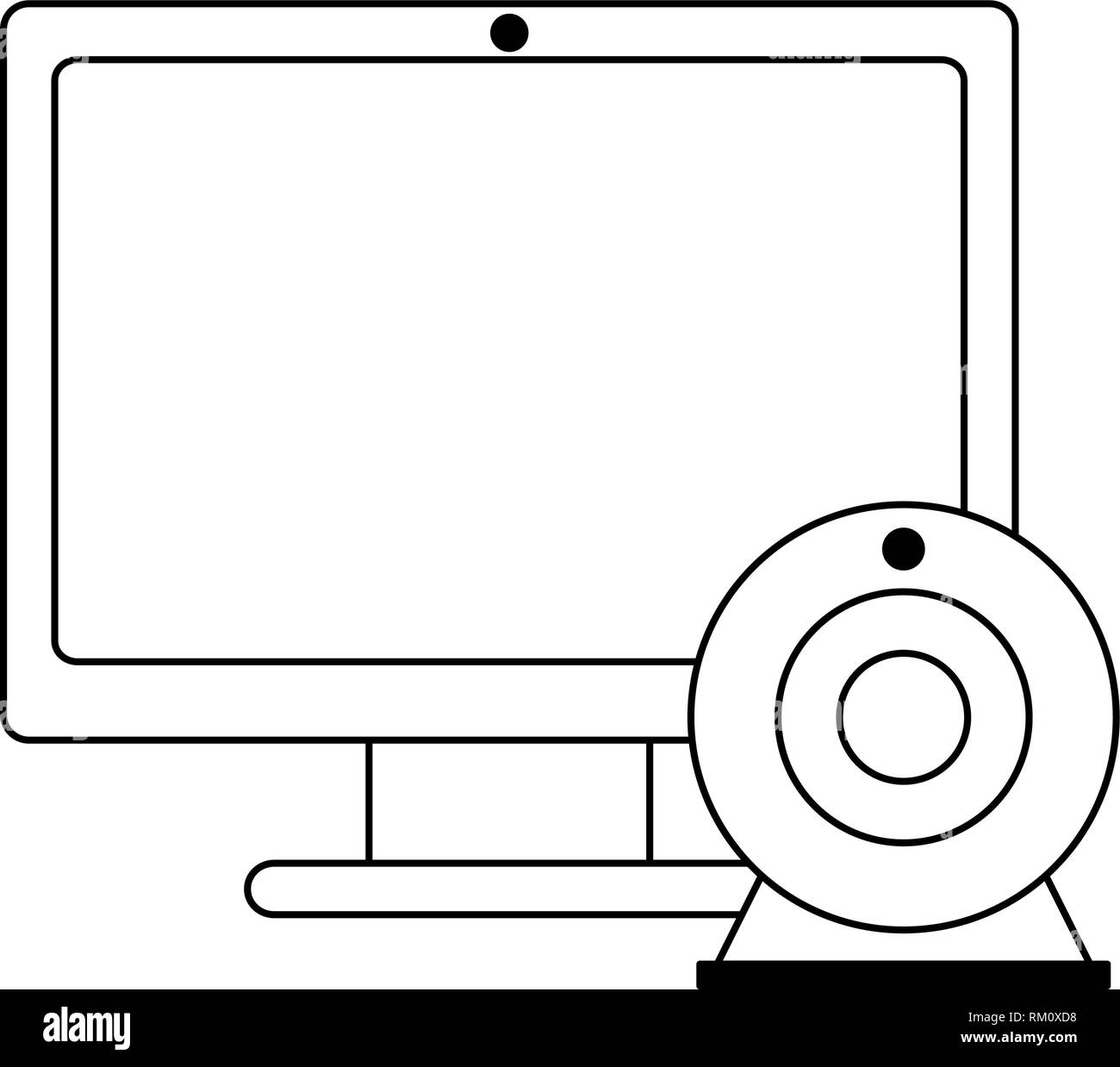 computer screen and webcam symbol black and white Stock Vector Image & Art Alamy