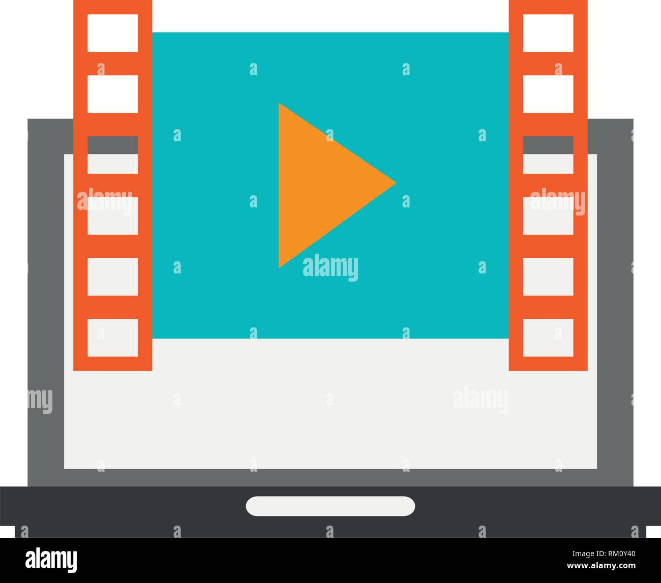laptop with video player symbol Stock Vector Image & Art - Alamy