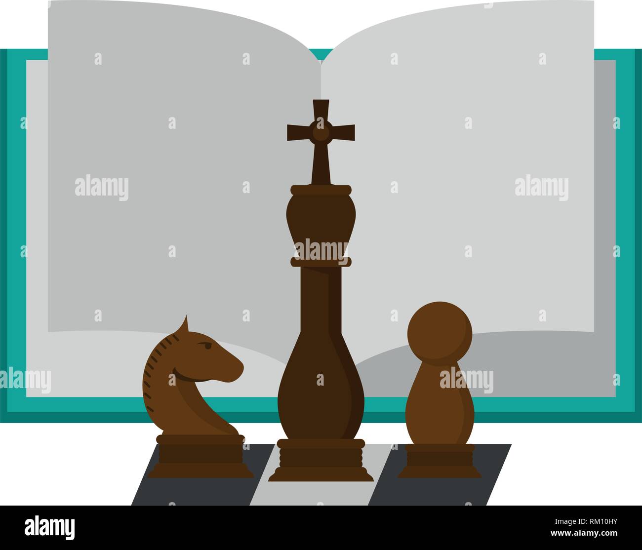 Book open with chess pieces Stock Vector