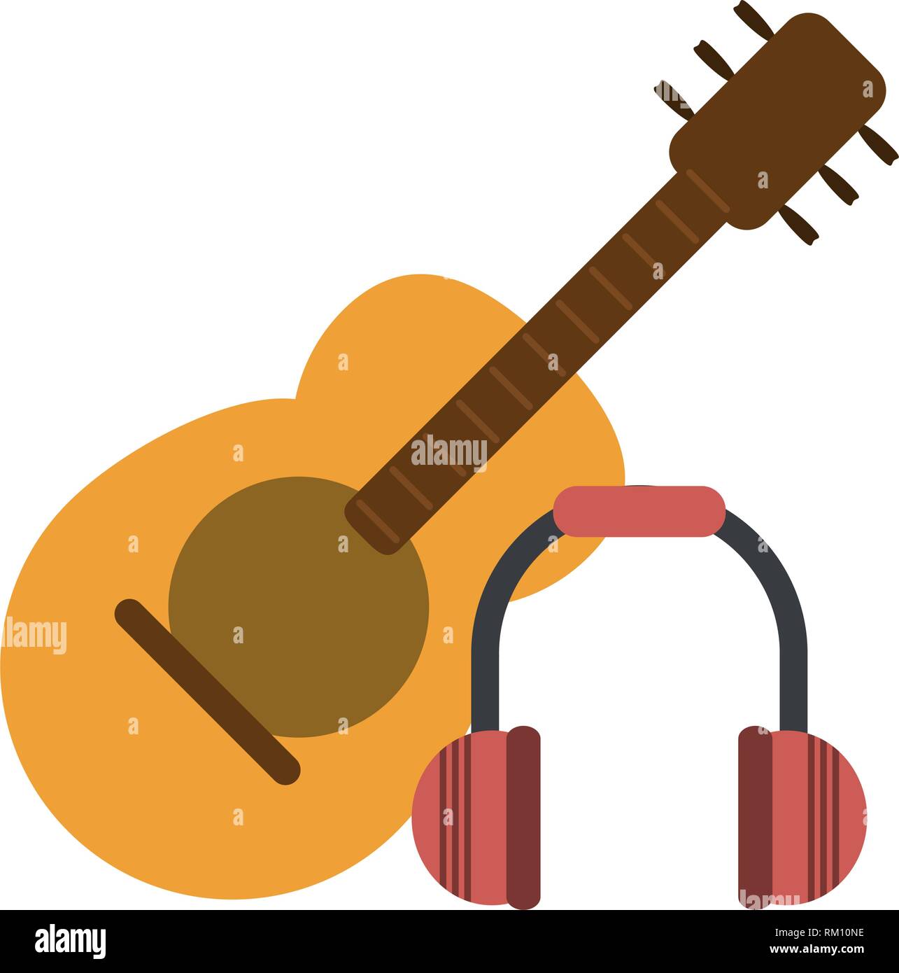 Acoustic guitar and music headphones Stock Vector Image & Art Alamy