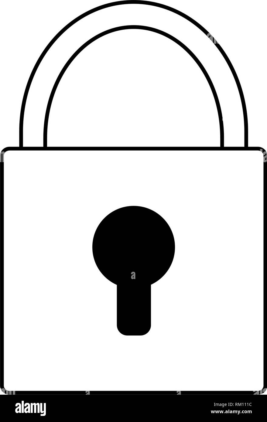 padlock security device symbol in black and white Stock Vector Image ...