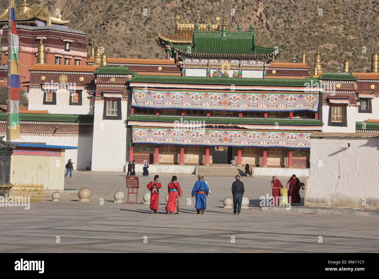 Labrang Monastery in morning light, Xiahe, Gansu, China. Stock Photo