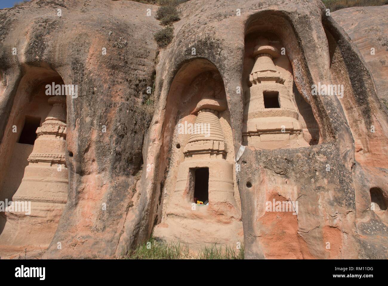 The Mati Si Temples in the Cliff, Zhangye, Gansu, China. Stock Photo