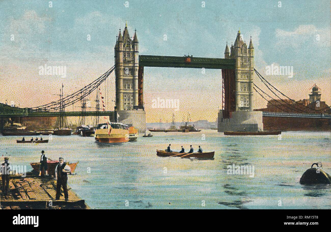 'London - Tower Bridge', 1908. Creator: Unknown. Stock Photo