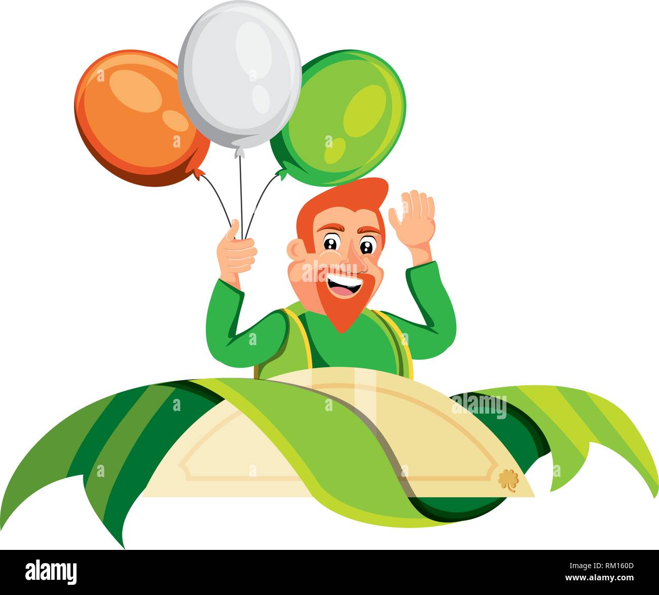 leprechaun with balloons helium and ribbon vector illustration design ...