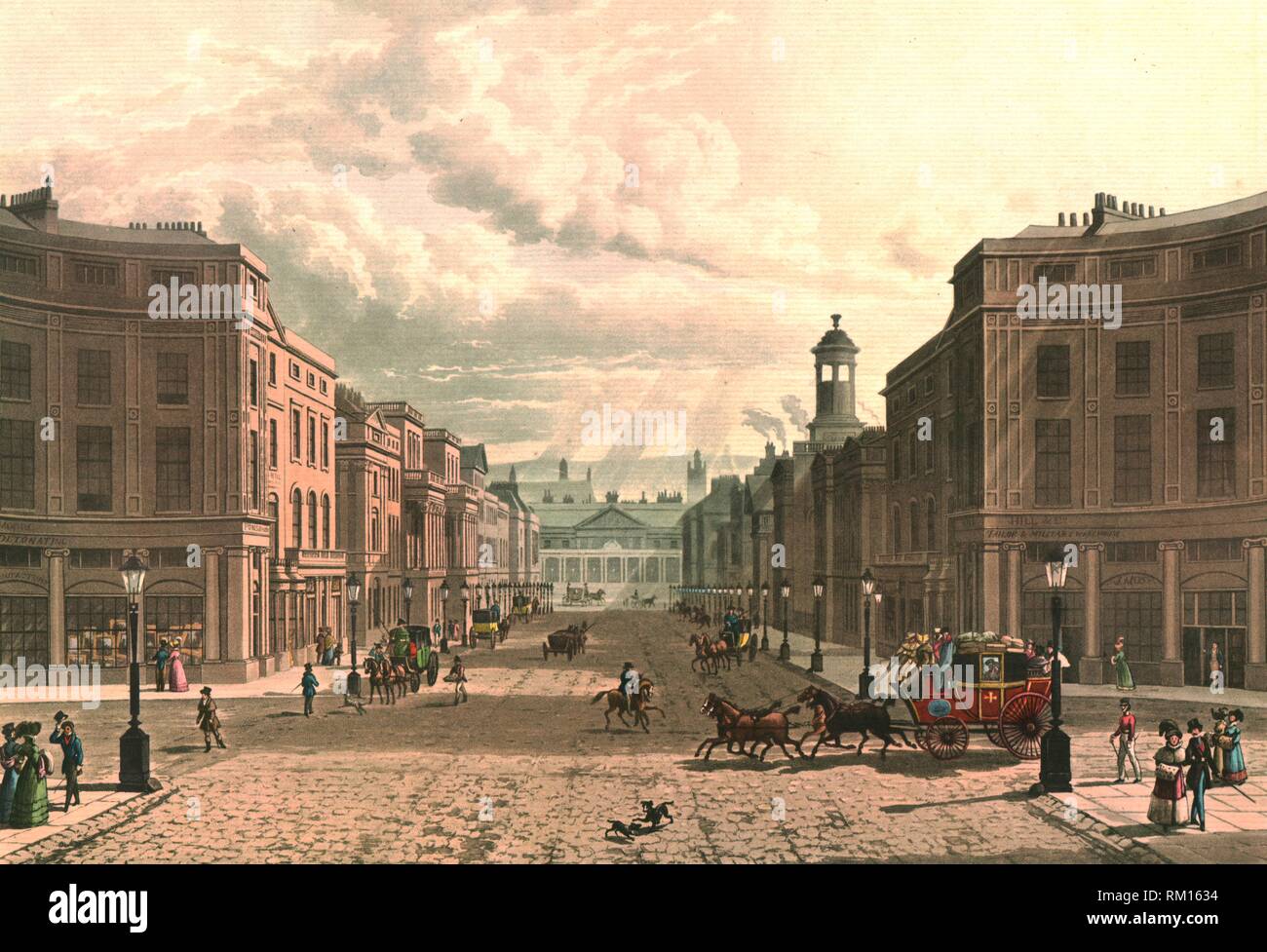 Regent Street from Piccadilly. London, England. After an engraving
