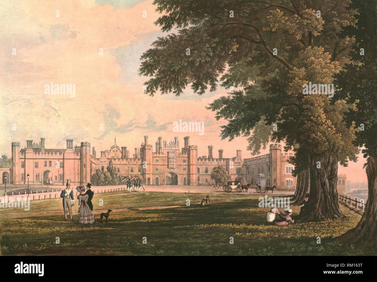 Hampton Court Palace, c1827.  Creator: Henry Bryan Ziegler. Stock Photo