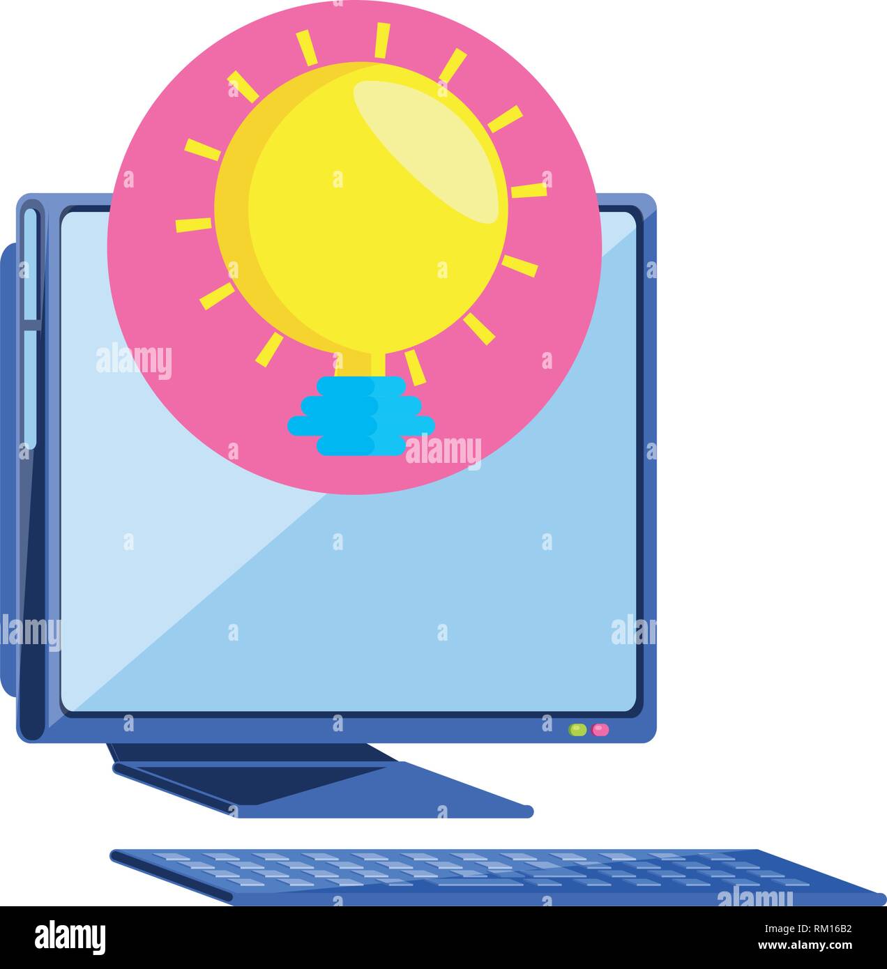 desktop computer with light bulb icon vector illustration design Stock ...