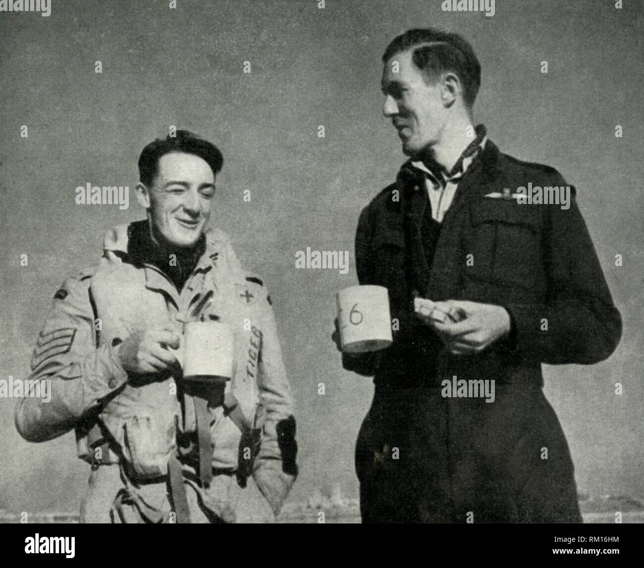 RAF personnel enjoying a cup of tea, Malta, World War II, 1942 (1944). Creator: Unknown. Stock Photo