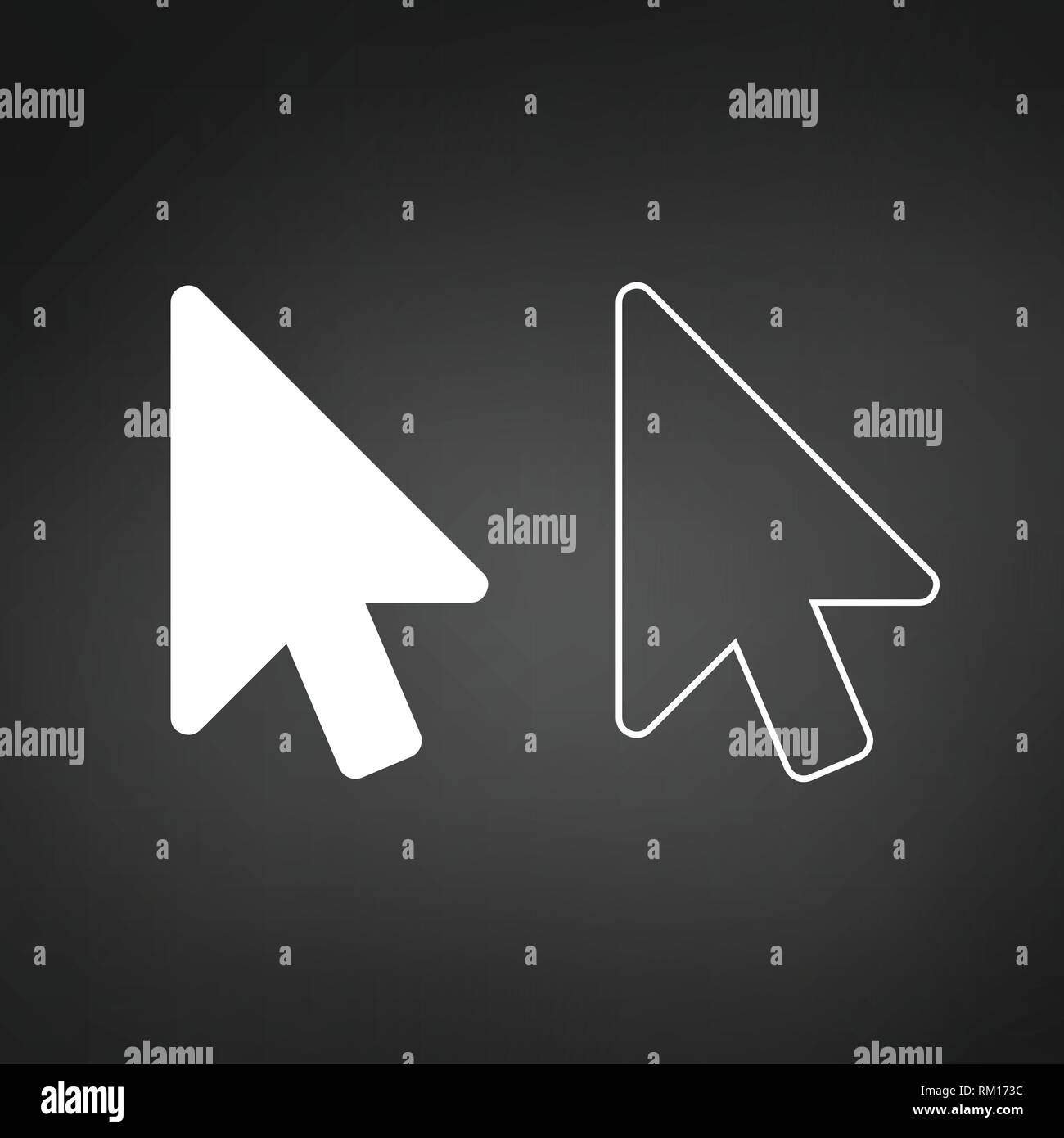 White Cursor icon. Vector illustration isolated on modern black ...