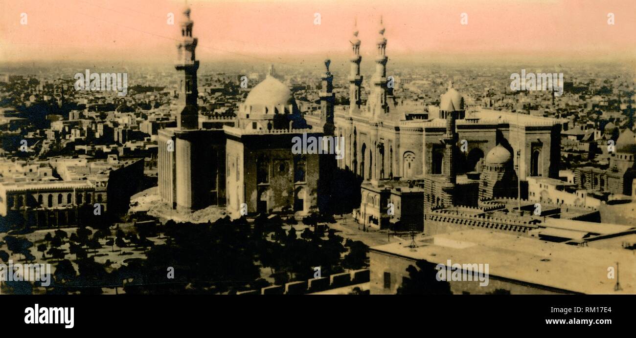 'Cairo: General view and Sultan Hassan Mosque', c1918-c1939. Creator: Unknown. Stock Photo