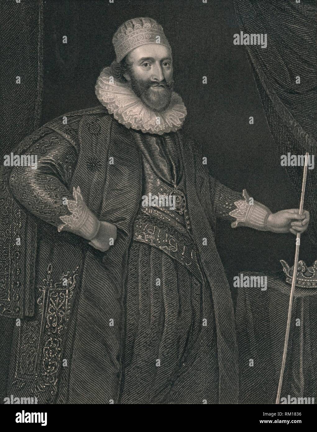 'Lodowick Stuart, Duke of Richmond. From the original of Van Somer, in the collection of The Right H Creator: William Henry Mote. Stock Photo