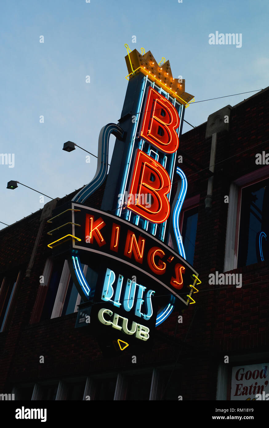 Memphis, Tennessee - July 21 2009: The Illuminated neon sign of BB King's Blues Club on Beale Street in Memphis, Tennessee. Stock Photo