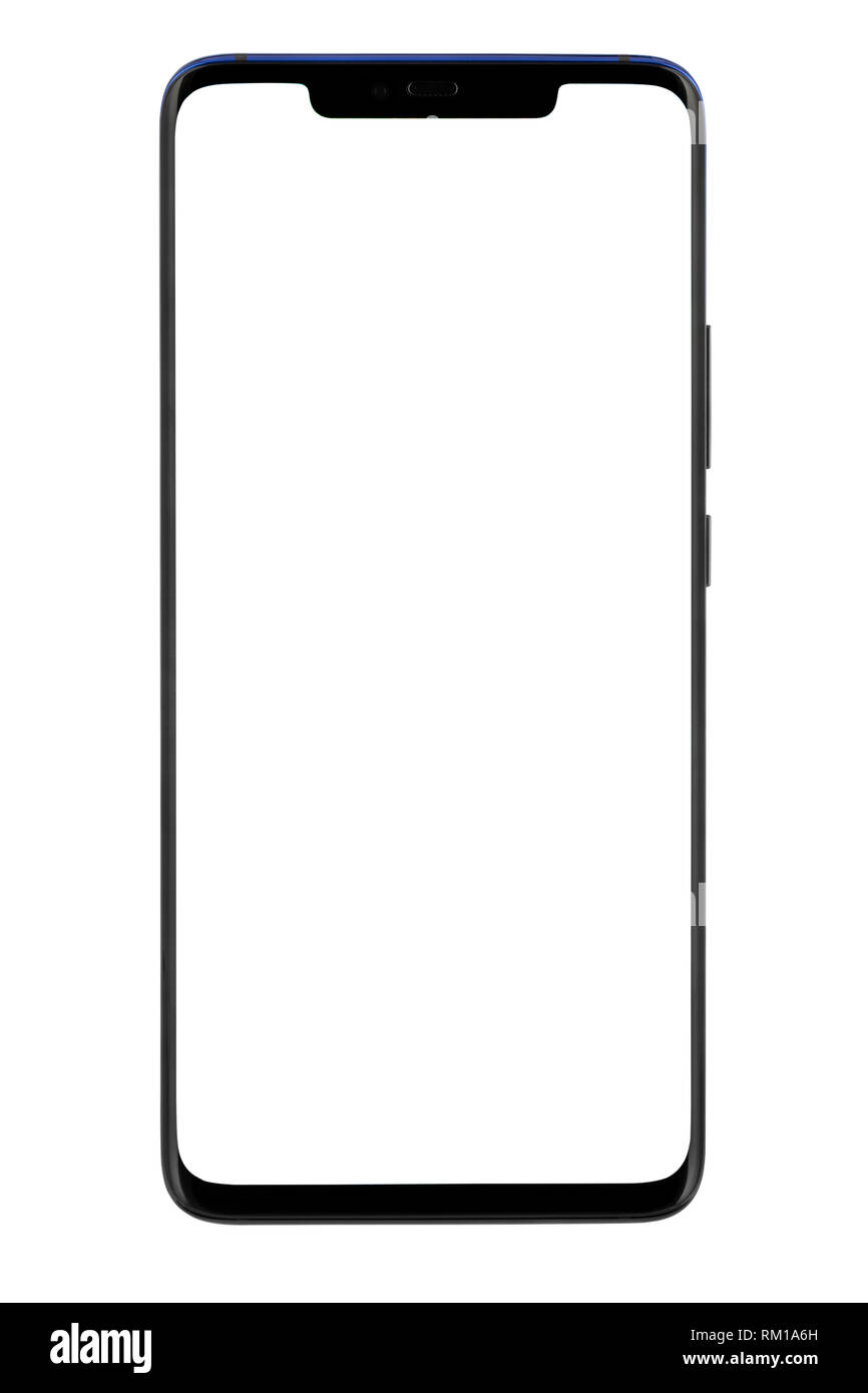 Smart phone with blank screen isolated on white background, clipping ...
