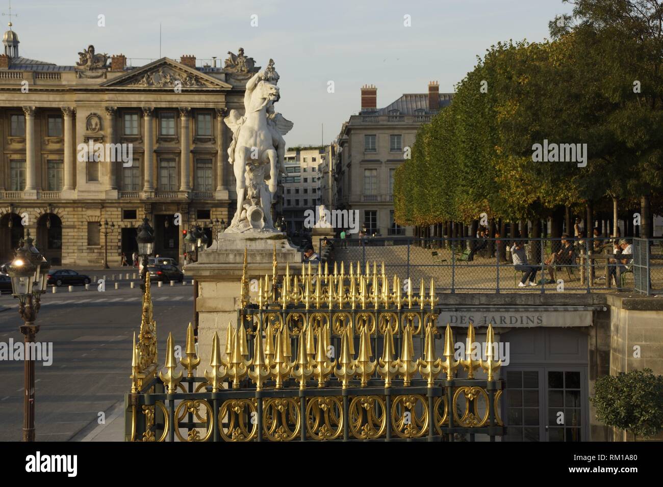 Paris (France). Golden gates of the Garden of the Tuileries next to the