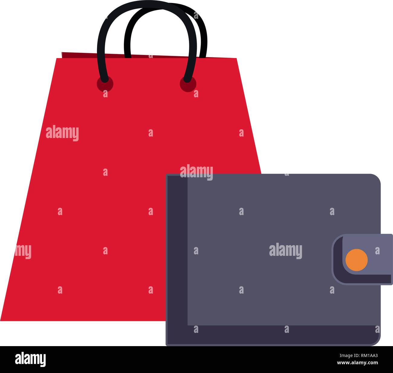 paper bag and wallet online shopping market vector illustration Stock ...