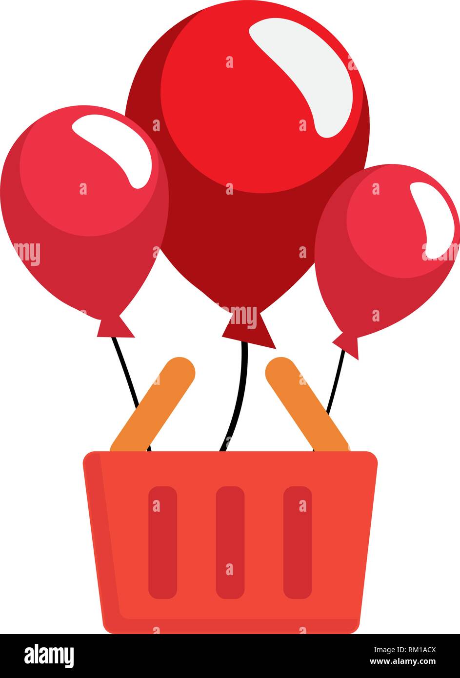 basket balloons online shopping market vector illustration Stock Vector