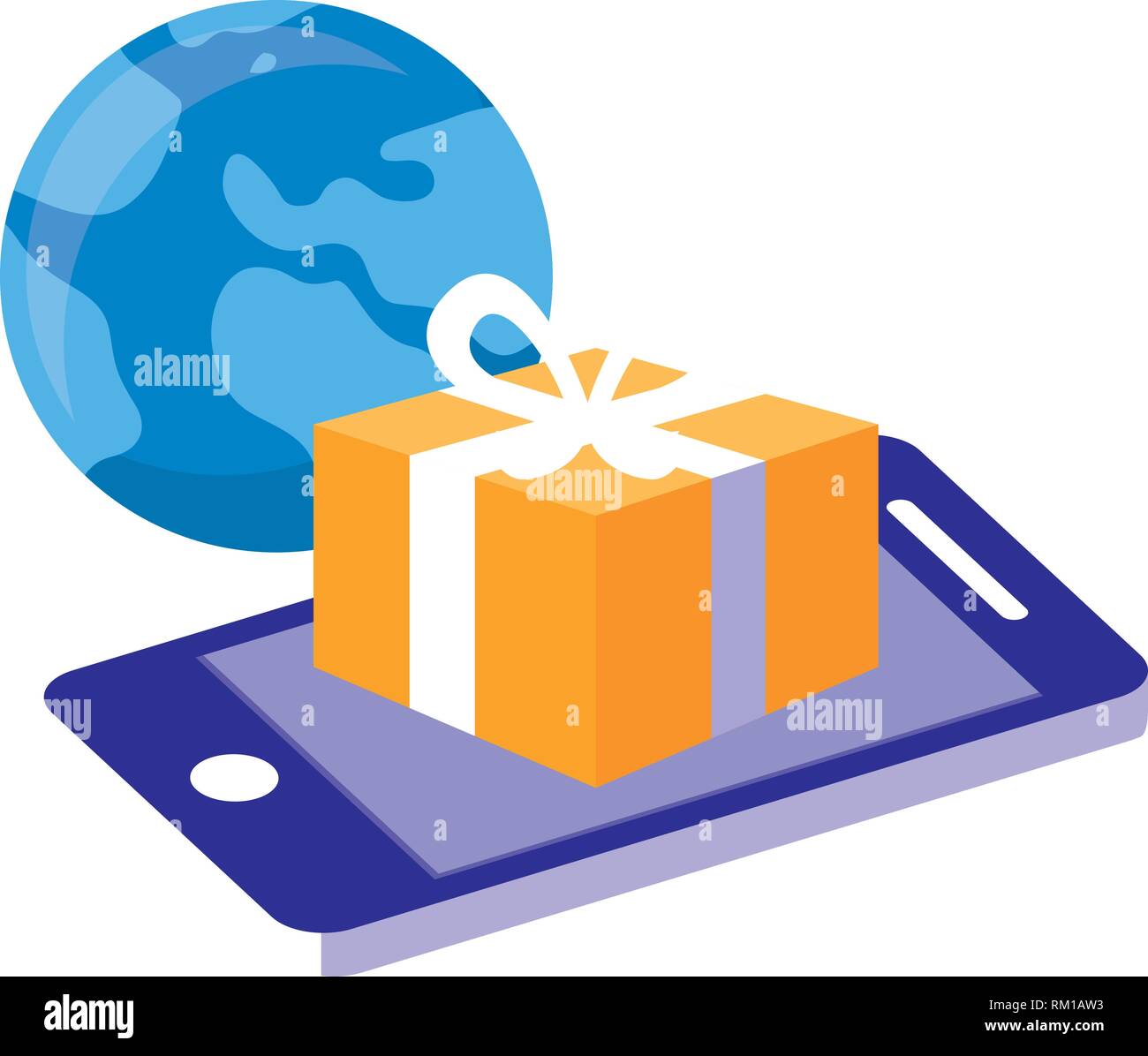 world cellphone gift online shopping market vector illustration Stock ...