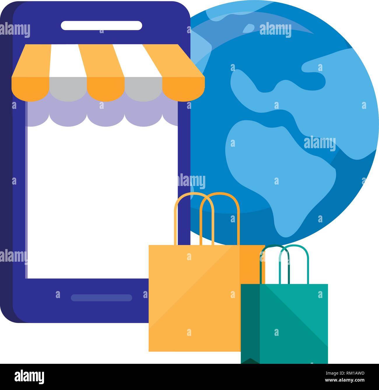 world cellphone bags online shopping market vector illustration Stock ...