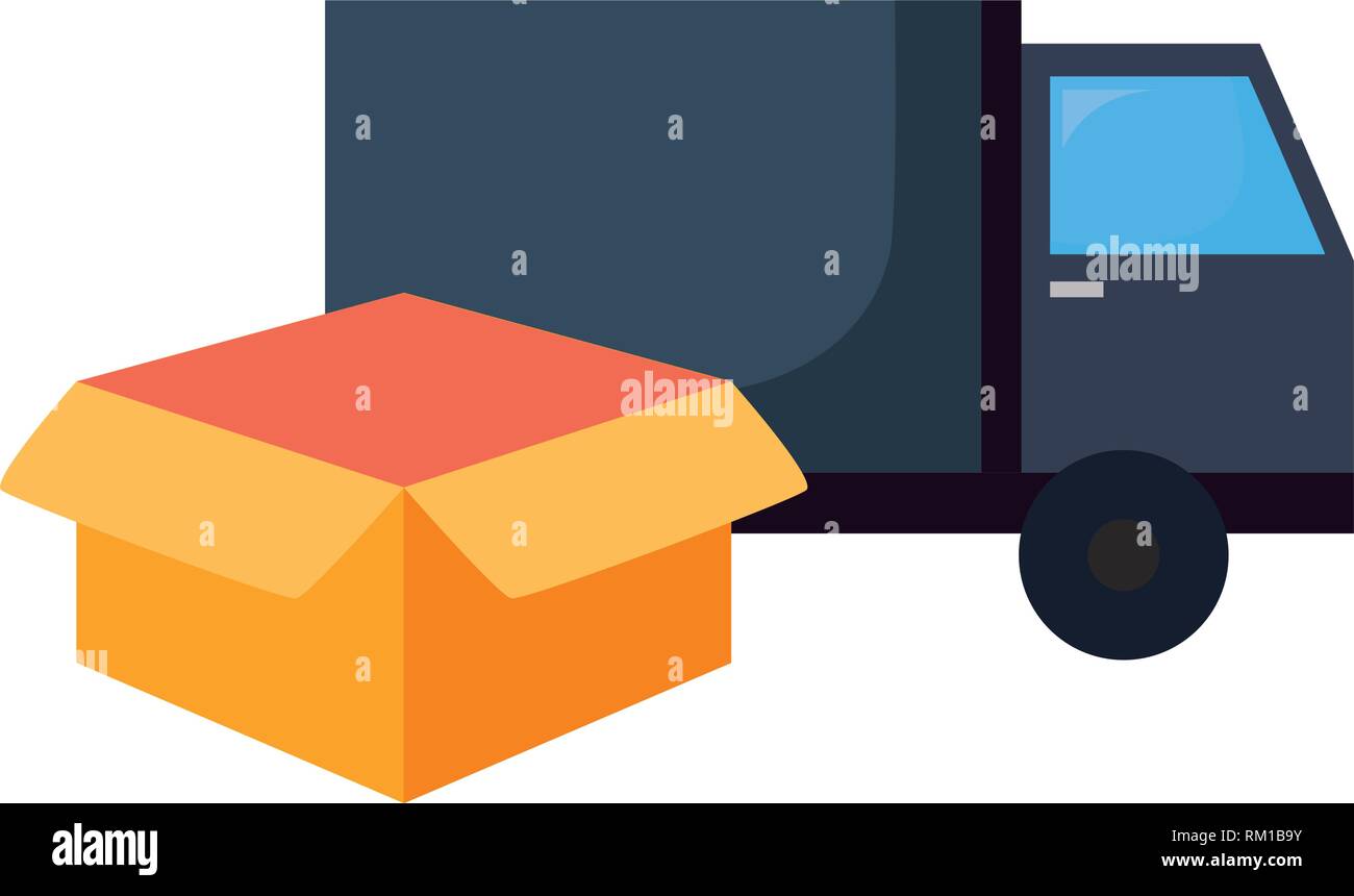 truck cardboard box cargo online shopping vector illustration Stock ...