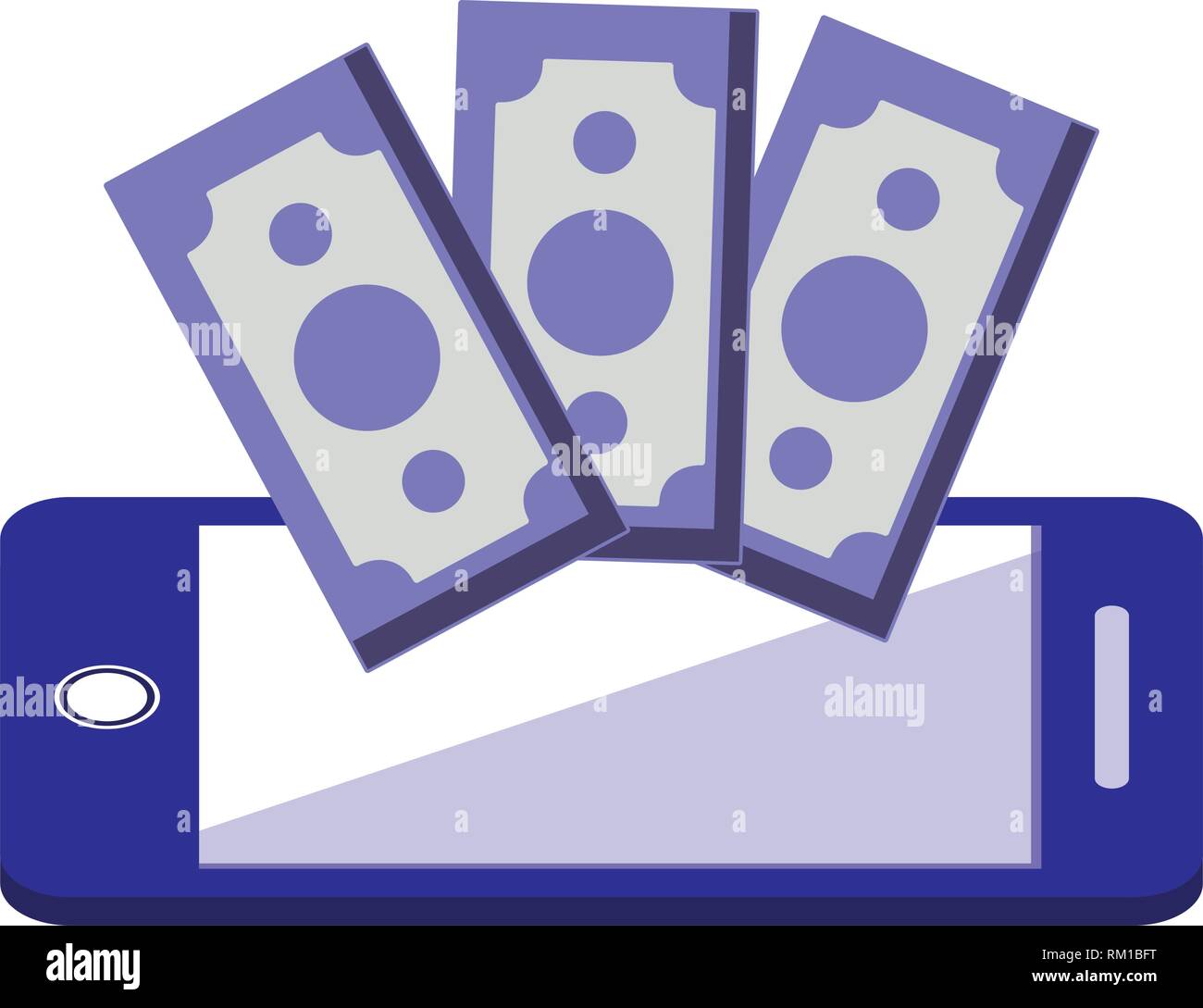 smartphone banknotes online shopping market vector illustration Stock ...