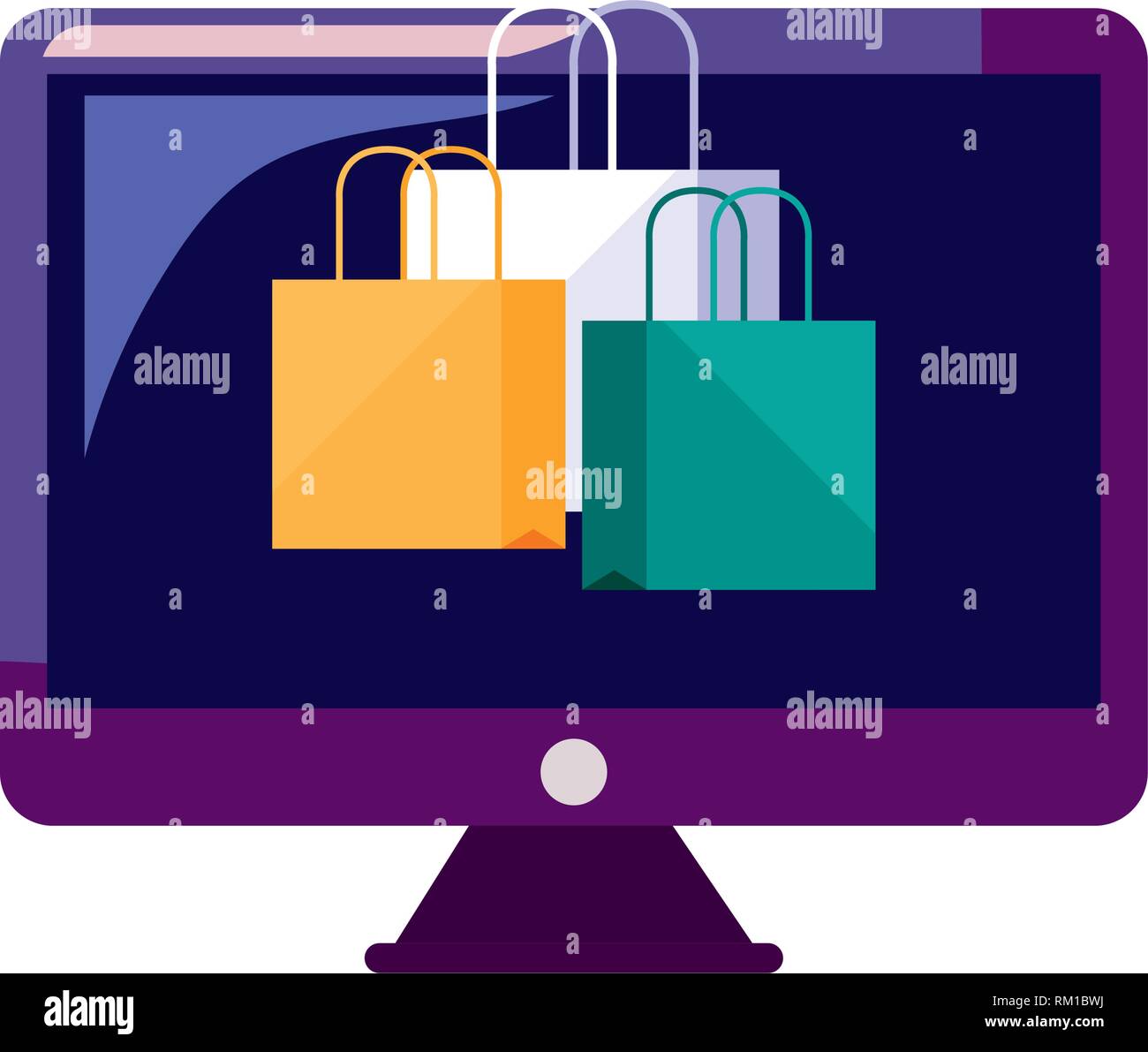 computer paper bags and online shopping market vector illustration ...