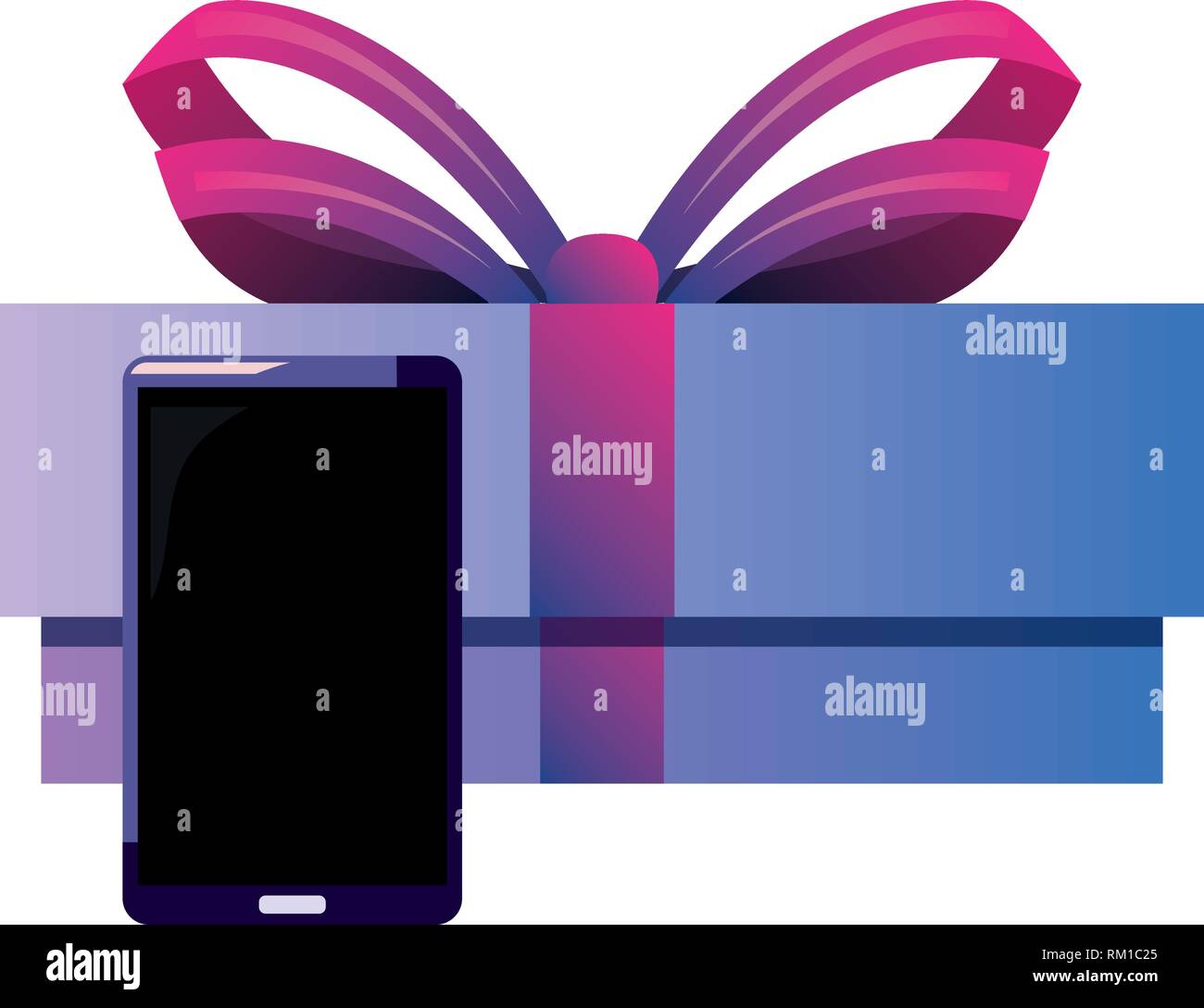 cellphone gift box online shopping market vector illustration Stock ...