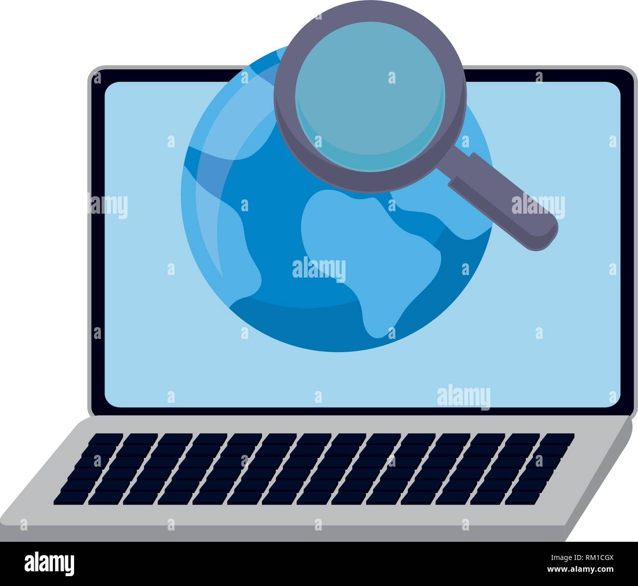 laptop world searching online shopping market vector illustration Stock ...