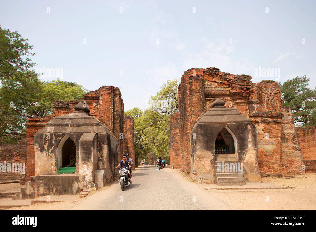 Tharabar gate and walls, Old Bagan village, Mandalay region, Myanmar, Asia Stock Photo