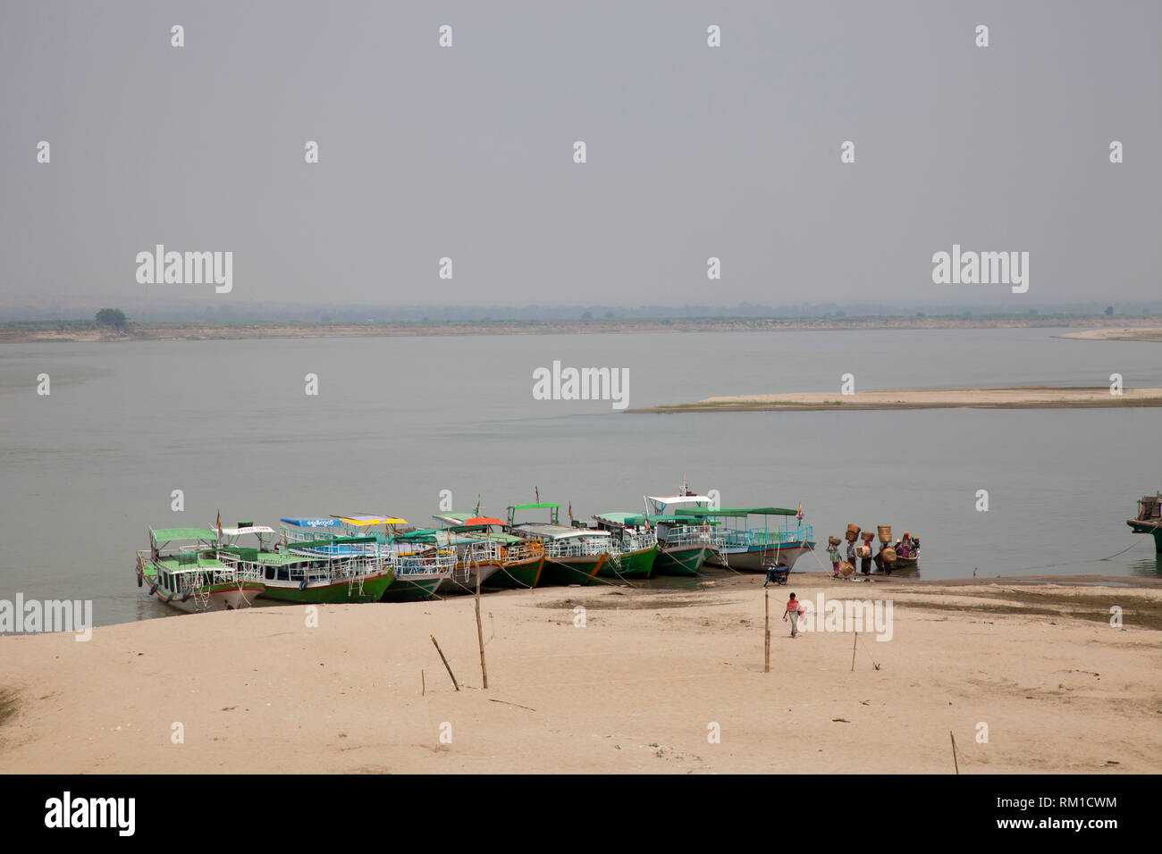 Ayeyarwaddy river, Old Bagan village, Mandalay region, Myanmar, Asia Stock Photo