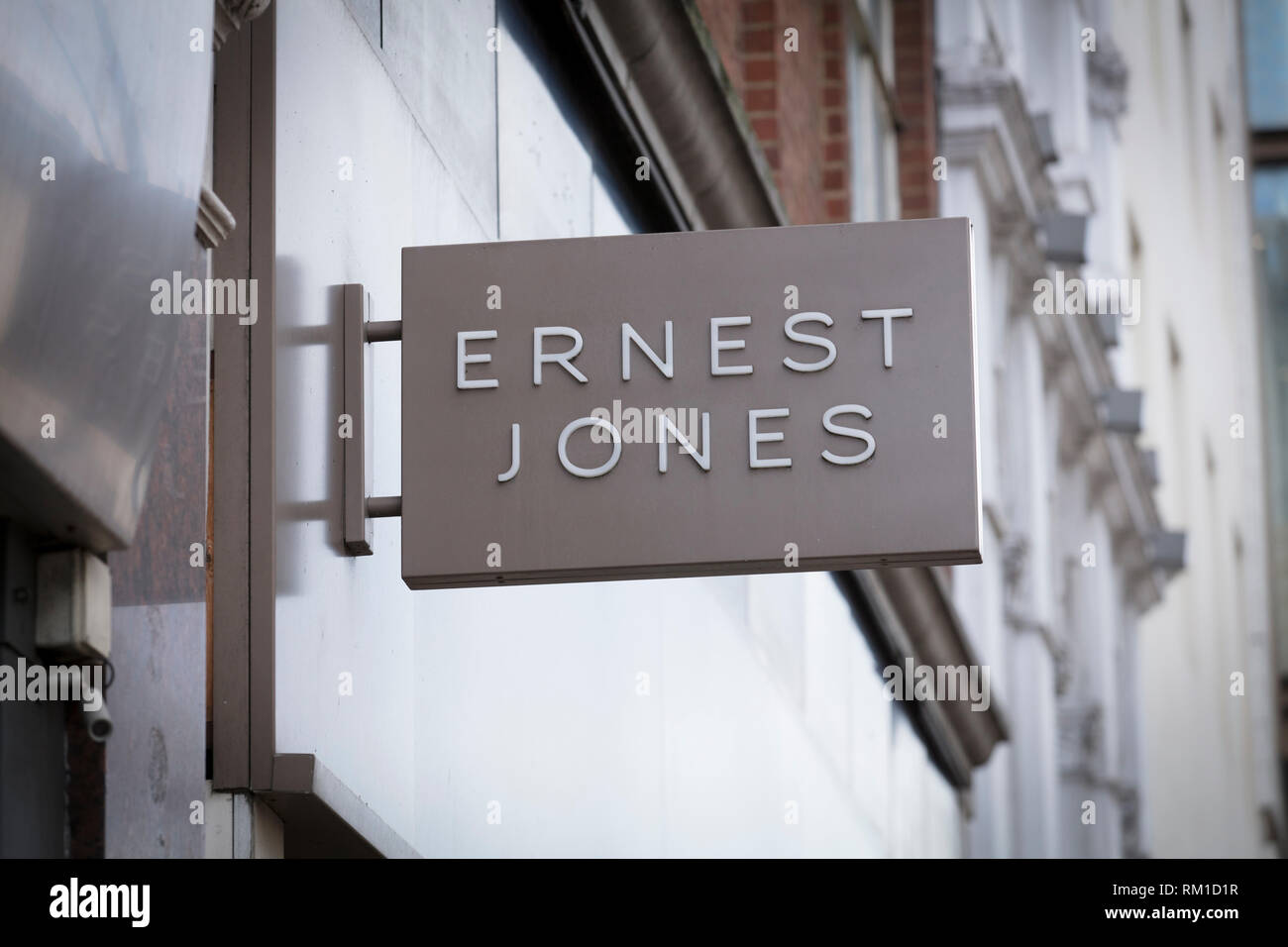 London, Greater London, United Kingdom, 7th February 2018, A sign and logo for Ernest Jones Store Stock Photo