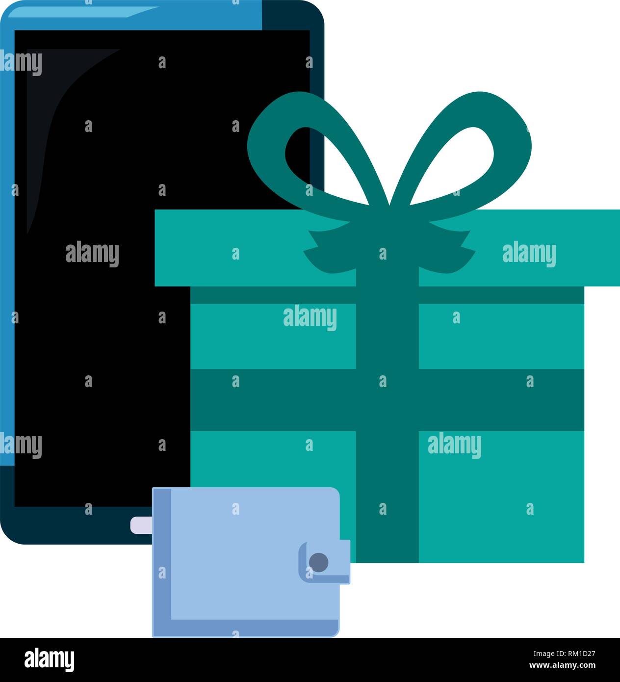 cellphone wallet gift online shopping market vector illustration Stock ...