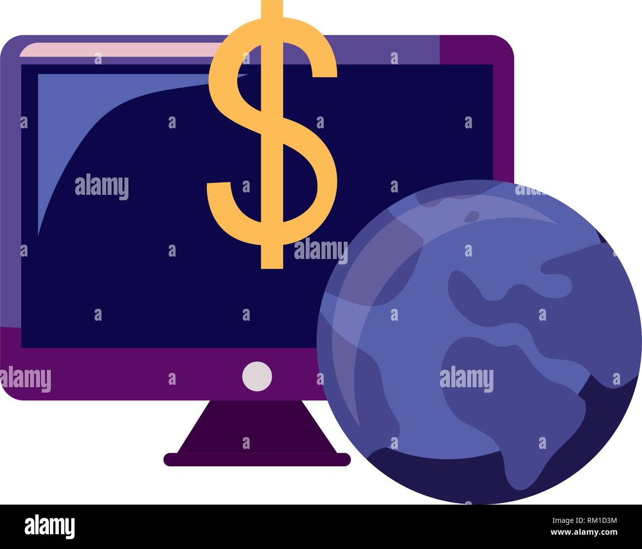 computer world money online shopping market vector illustration Stock ...