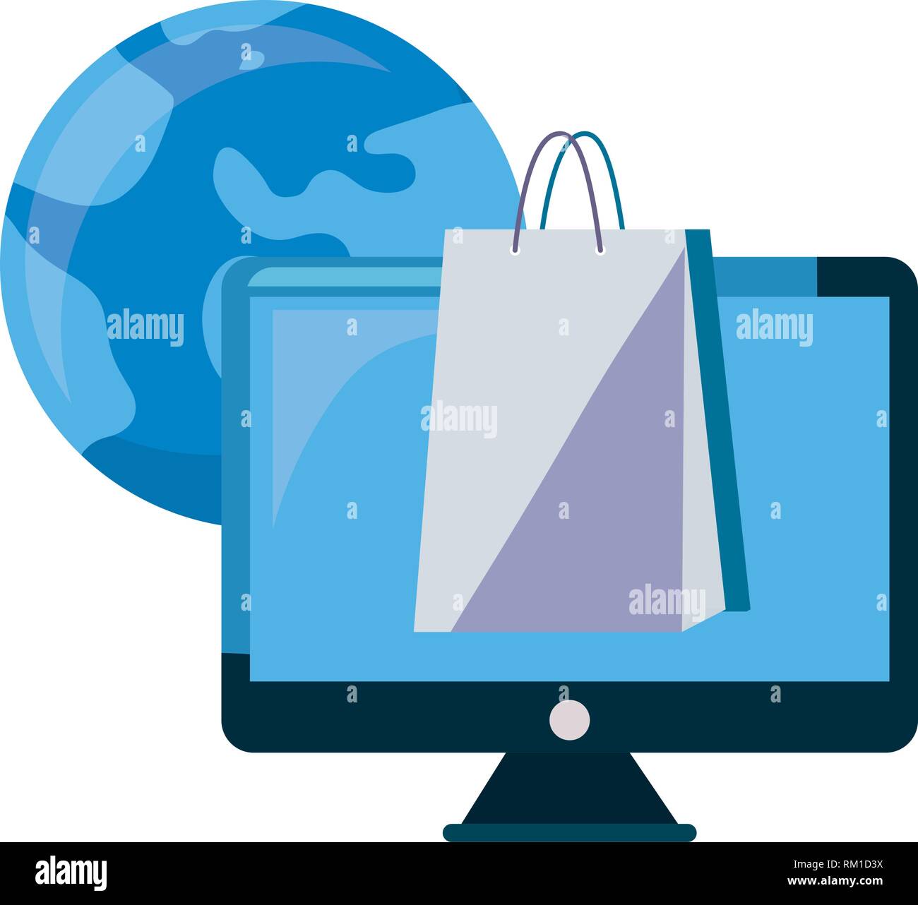 computer world bag online shopping market vector illustration Stock ...