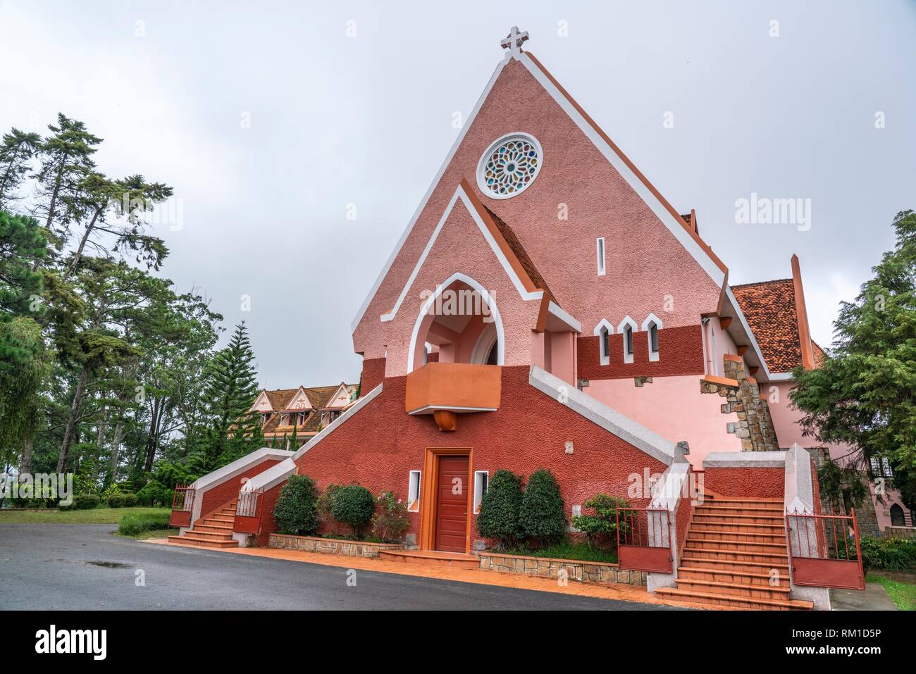 Old French church Domaine de Marie Church in Dalat, Vietnam Stock