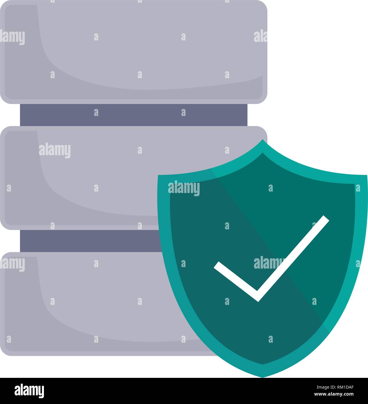 database server shield protrection checkmark data security vector ...