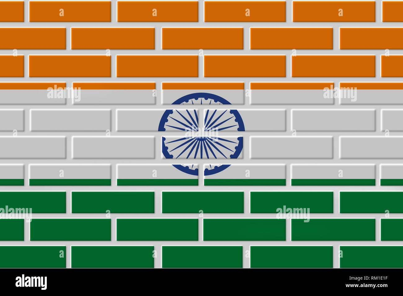 India painted flag. Patriotic brick flag illustration background. National flag of India Stock Photo