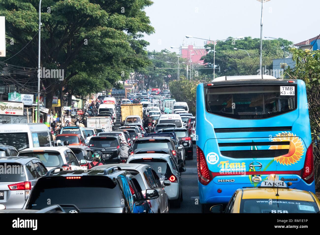 Traffic jam in Jakarta Highway, Indonesia Stock Photo