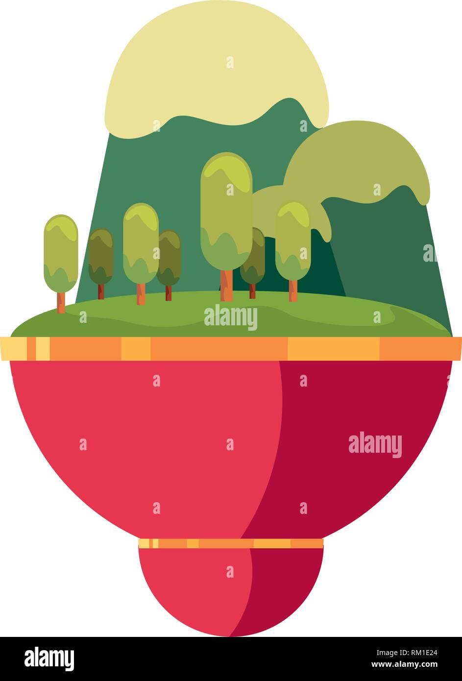 tree mountains forest nature scene on white background vector ...