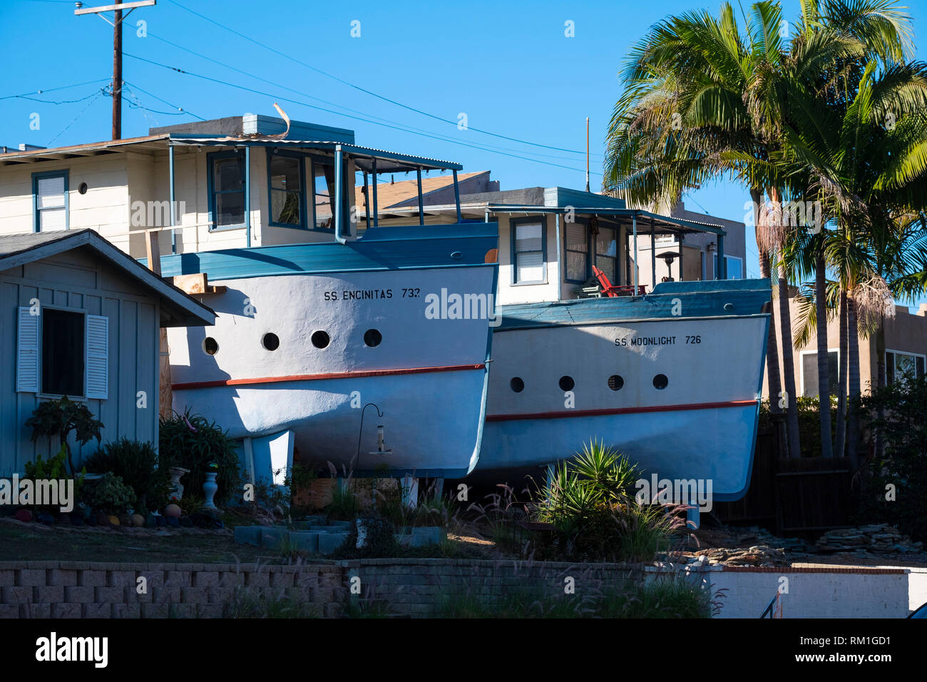 Boat Homes in Encinitas California a surf town in North County San