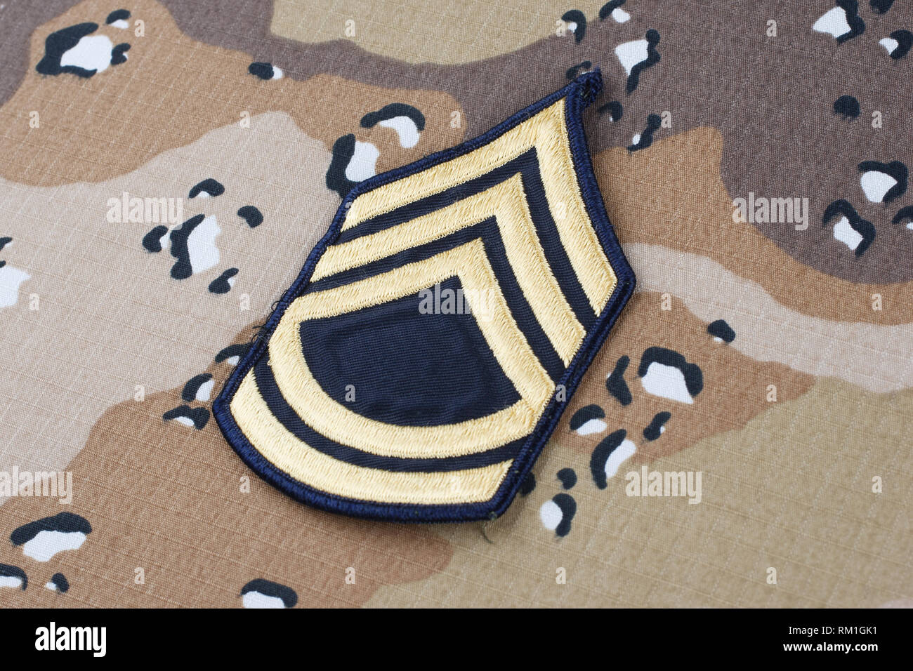 May 12, 2018. US ARMY Sergeant First Class rank patch on Desert Battle ...