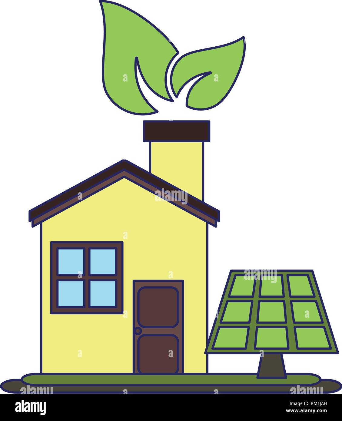 Eco house with leaf and solar panel Stock Vector Image & Art - Alamy